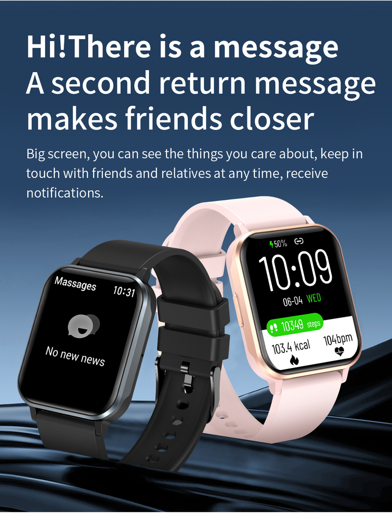 Lady Sports Smart Watch, IP68 waterdichte smartwatch, groot scherm, Bluetooth-oproep Hartslag Bloeddruk Slaapmonitoring_voghion.com