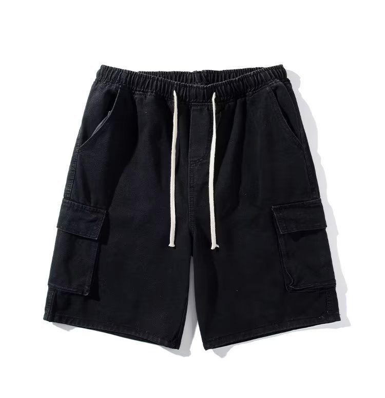 Cargo-Jeansshorts, lockere, gerade Hose für Herren im Sommer, trendiger Marken-Elastikbund, lässige Cropped-Hose in großen Größen_voghion.com