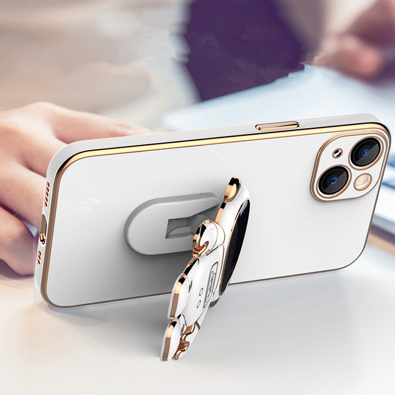 Pouzdro na telefon pro OPPO Reno 5 lite Plating Astronaut Fold Držák telefonu Měkký kryt TPU Na reno 2 2Z 3 4 Pro 5 6z 7 8 findx3 _voghion.com