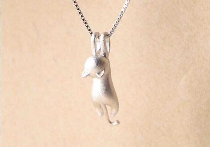 Pronta consegna, popolare Sterg Sier Jewelry coreano moda semplice animale carino gattino catena clavicola ciondolo collane gatto XL003_voghion.com