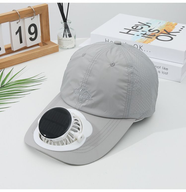 Sommer-Solarlade-Digital-Dislay-Ventilator für den Außenbereich, schnelltrocknender Sonnenschutz, breiter, atmungsaktiver Krempenhut, Entenschnabel_voghion.com