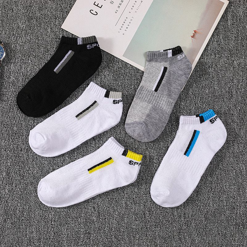 Summer Thin Boat Socks Men's Short Socks Sweat Absorbent Breathable Letters Fashionable Mesh Spt Running Professional Sports Men's Socks_voghion.com