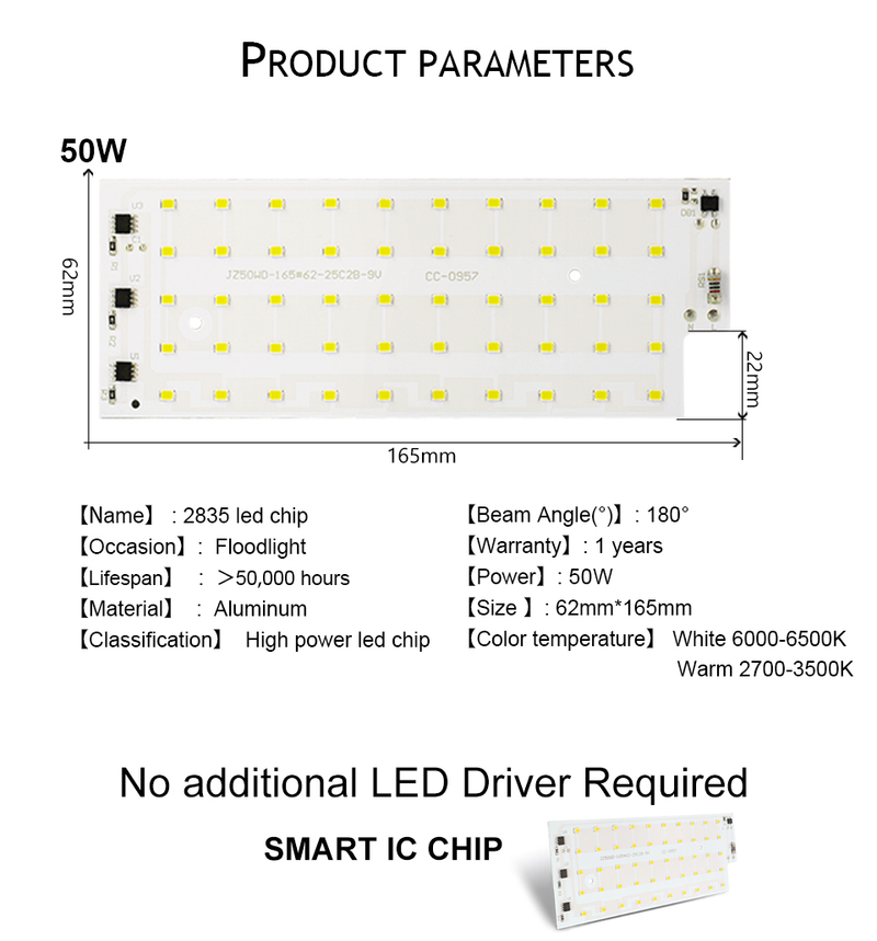 50W LED reflektor s čipom AC 220V 240V SMD 2835 reflektor kroglice LED ulična svetilka Pokrajina za DIY razsvetljavo_voghion.com