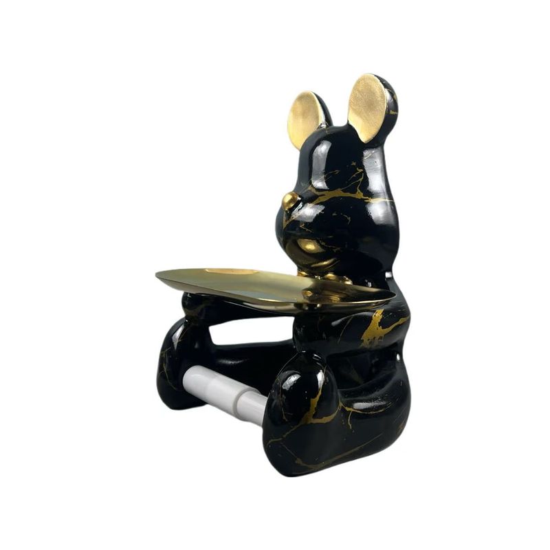 Schwarzer goldener Bär für den Eingang, Toilettenpapierhalter, Ablagefach, Ornament, Kunstharz, Handwerk, leicht, luxuriös, Heimdekoration, weich_voghion.com