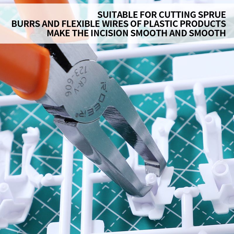 Plastic Cutting Pliers 90 Degree Double-Edged CR-V Tip Cutter Nipper with 4/6/8/10mm Flush Jaw for Sprue Burrs Cutting Hand Tool_voghion.com