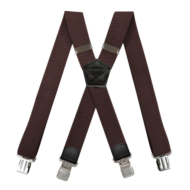 VOOTHOST Heavy Duty Suspenders For Men Work Outdoor 3.5cm X-Back 4 Strong Clips Adjustable Elastic Trouser Braces Strap Belt F0212_voghion.com