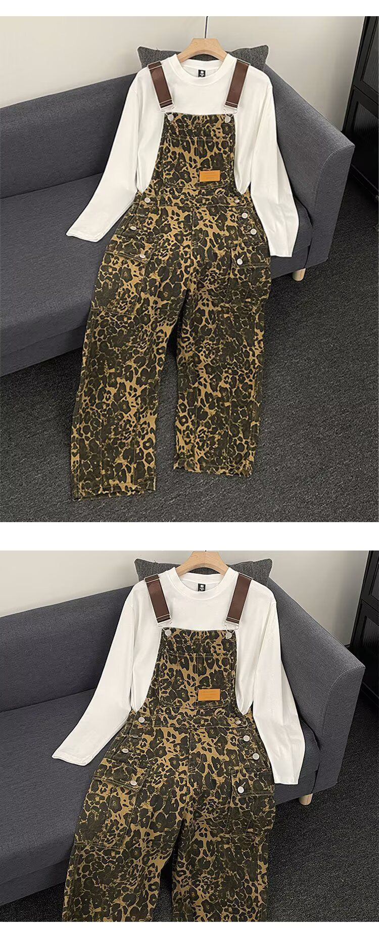 Roupas masculinas Novas calças jeans casuais masculinas Calças jeans casuais com estampa de leopardo de rua_voghion.com