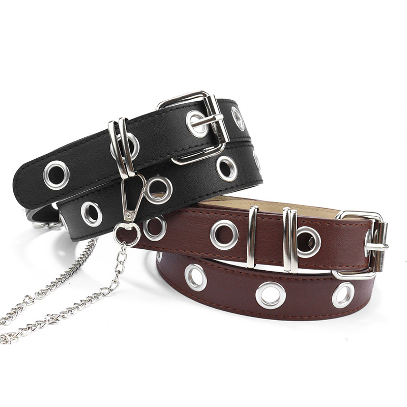 Ceinture à œil de poulet pour pantalon à simple ou double rangée, décoration de chaîne suspendue à la mode punk jeans_voghion.com