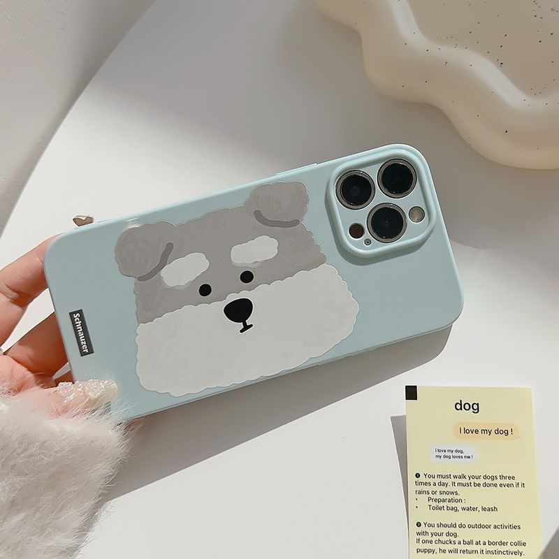 Custodia per cellulare iPhone14 con cucciolo dipinto a olio graffiti 15ProMax morbida e carina, cartone animato 13 set 12 applicabile all-inclusive_voghion.com