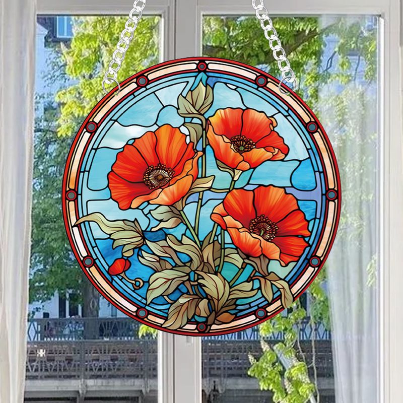 Mazzi di fiori, ciondolo per la casa Suncatcher in acrilico stampato su entrambi i lati, catena e ventosa per la consegna_voghion.com