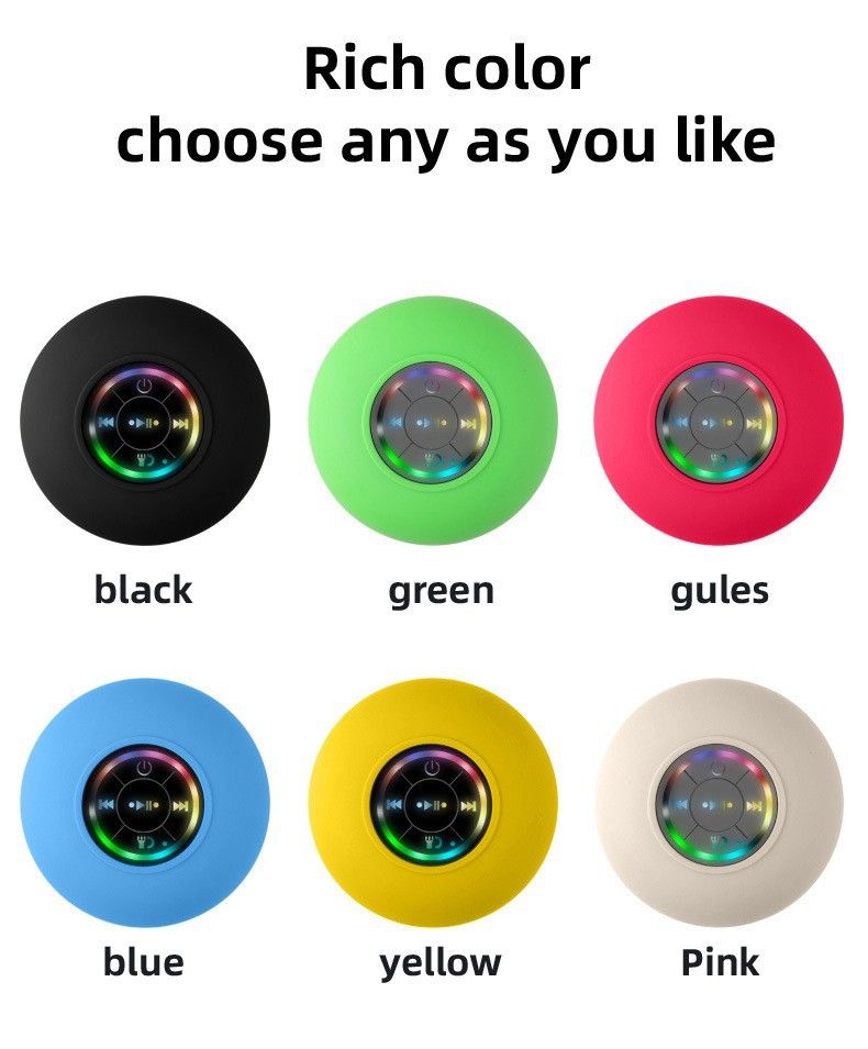 New Cross-Border LED Light-Up Level 4 Waterproof Bluetooth Portable Mini Phone Gift Suction Cup Small Speaker_voghion.com