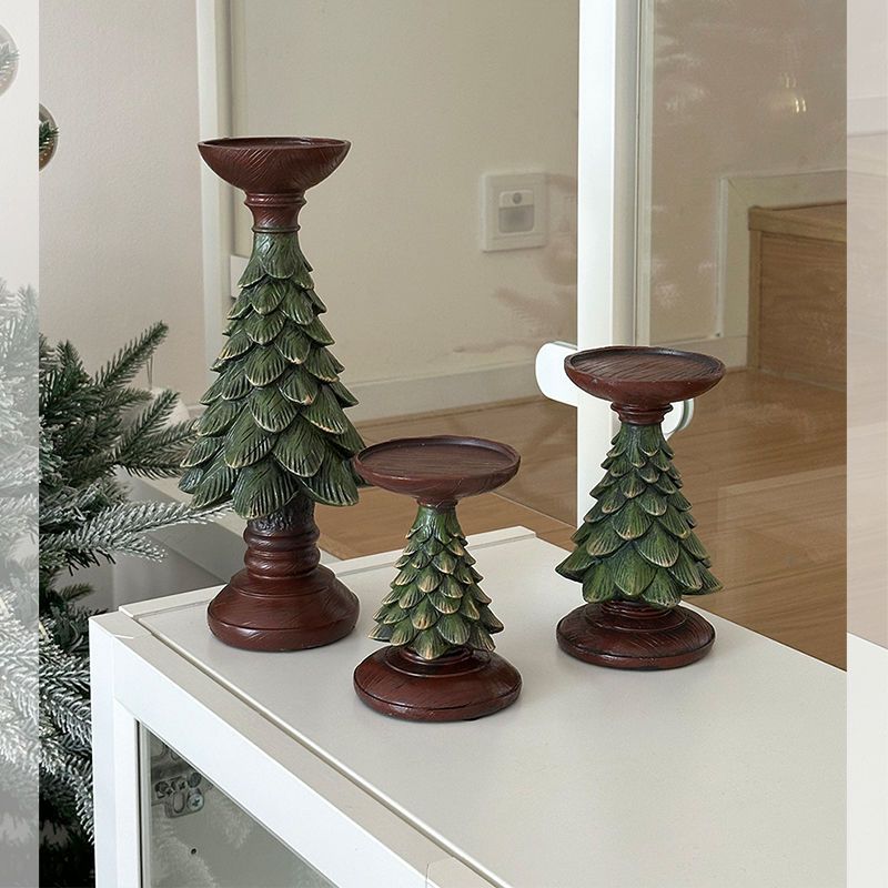 Ins Weihnachtsbaum Kerzenhalter Harz Ornament Dekoration für Tischplatte Esstisch Eingangsbereich Foto Requisiten_voghion.com
