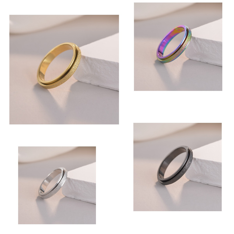 Damenschmuck Beliebter Druckentlastungsring aus Titanstahl für Damen. Der 4-mm-Drehring dreht sich reibungslos_voghion.com