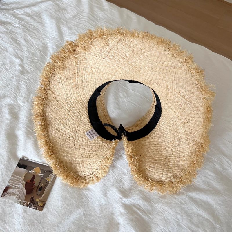2025 New Rolled Wide Raffia Women's Summer Woven Parasol Beach Vacation Sun Hat_voghion.com