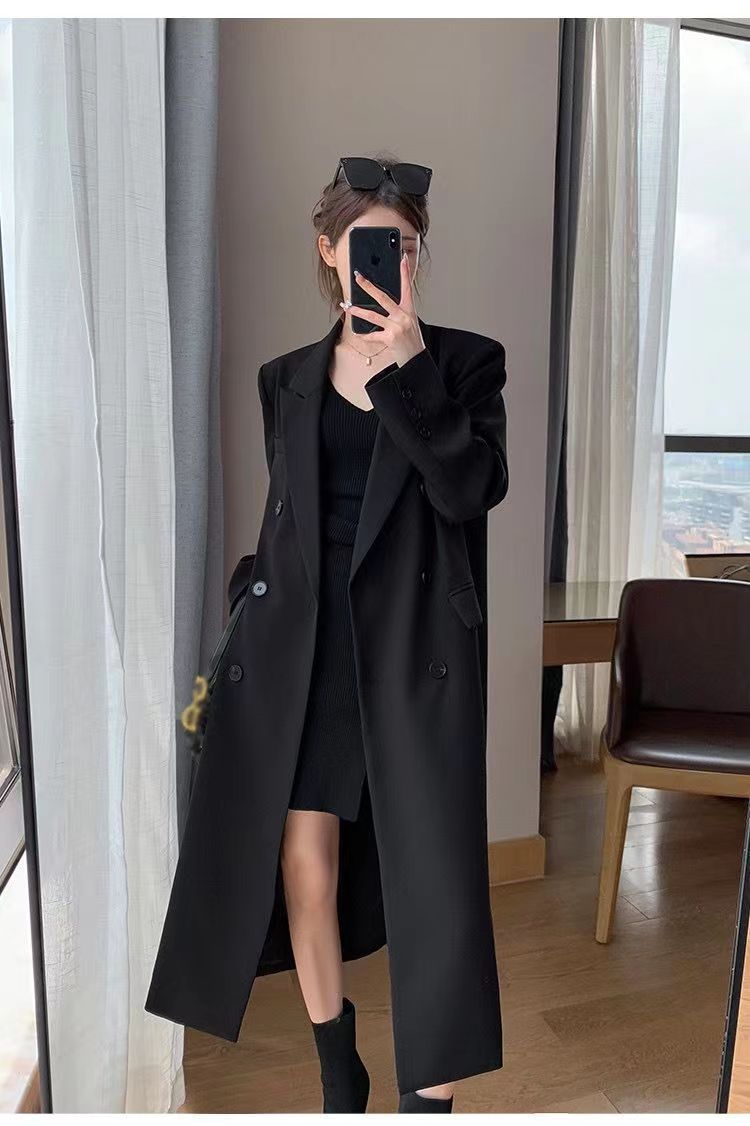 Trench di alta qualità per donna, lunghezza media, nuovo stile primavera e autunno 2025, cappotto lungo con colletto doppiopetto_voghion.com