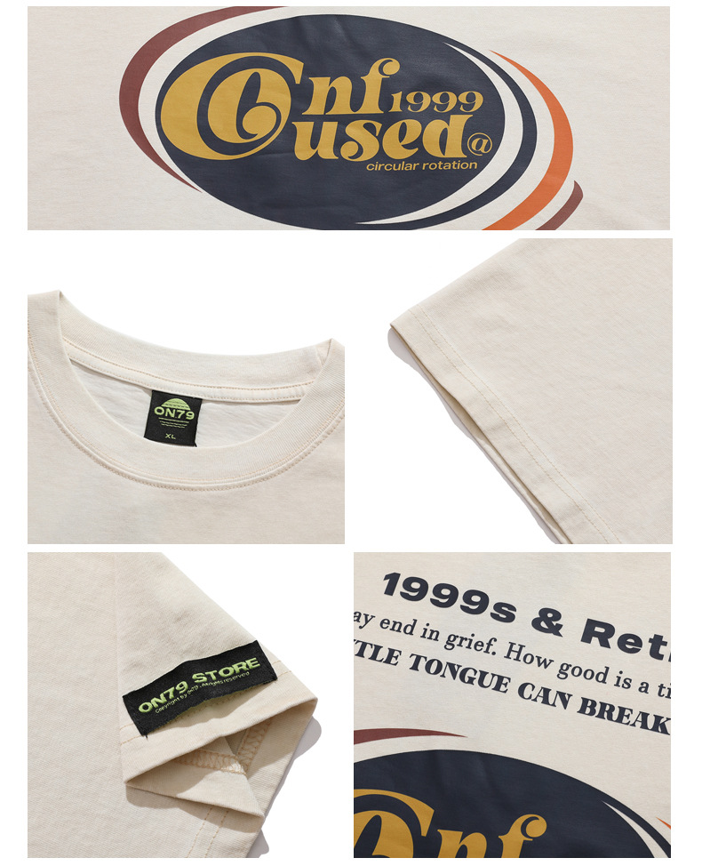 Herren-Retro-Shirt mit schlichtem Totem-Print, trendiges Marken-Hip-Hop-Retro-Kurzarm-Street-Loose-T-Shirt_voghion.com