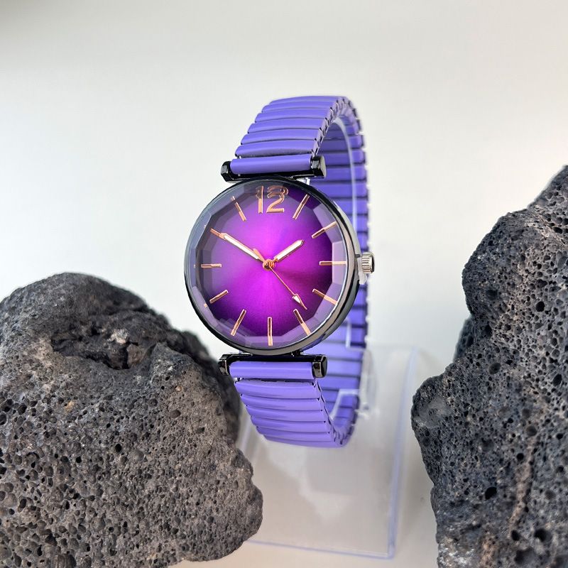 Armbanduhr für Paare für Männer und Frauen, lässig, einfache Skala, elastisches Band, elastische Quarzuhr, für die Arbeit, täglich, Geburtstag, Jahrestag, Valentinstag, Geschenk_voghion.com