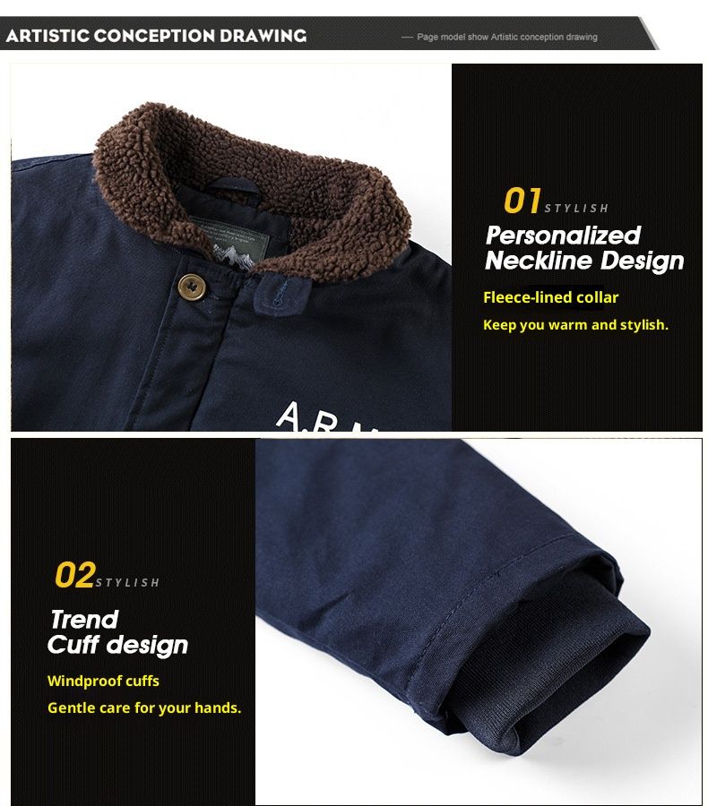 QFV507045555501<2 Middle-aged Men's Jacket Deck Padded Warm Military Workwear Winter Fleece Lined Thickened Casual Turn-down Collar Cotton_voghion.com