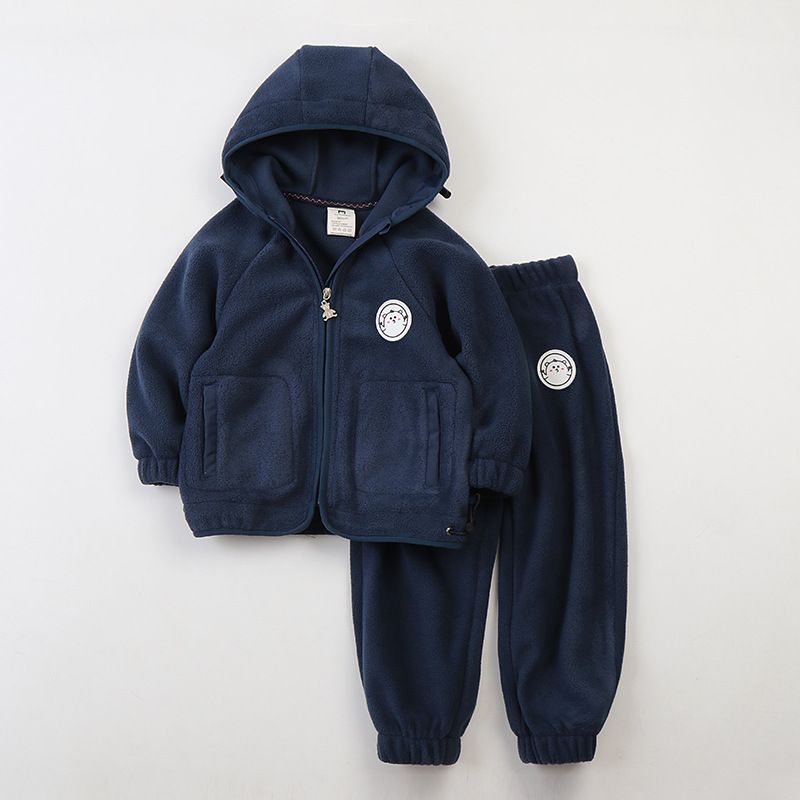 Kids' Cartoon Hooded Fleece Set – Soft Long-Sleeve Jacket & Pants (80-120cm, 4 Colors)_voghion.com
