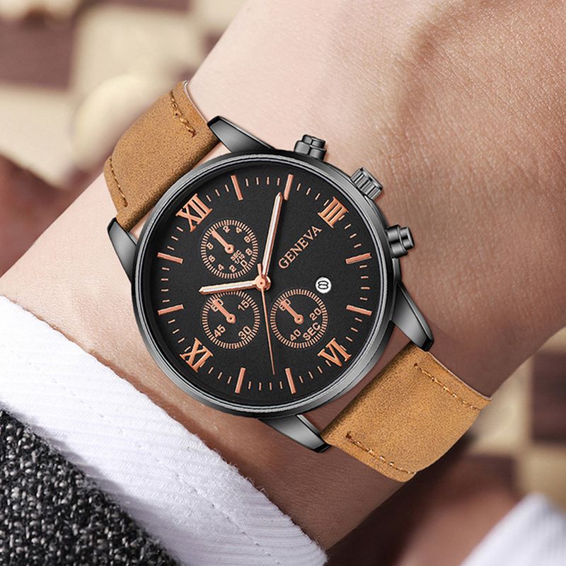 Canvas Bracelet Set Simple High-end Quartz Watch New Calendar Wristwatch Men's Gift_voghion.com