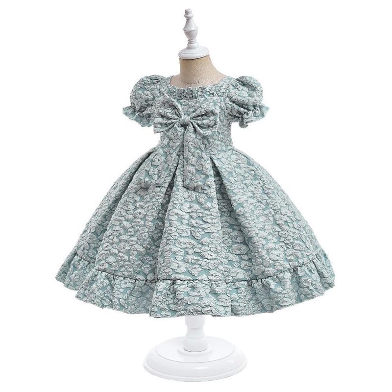 Vêtements pour bébés filles, style Royal, robe de princesse à manches bouffantes avec grand nœud, pour fête d'enfants_voghion.com