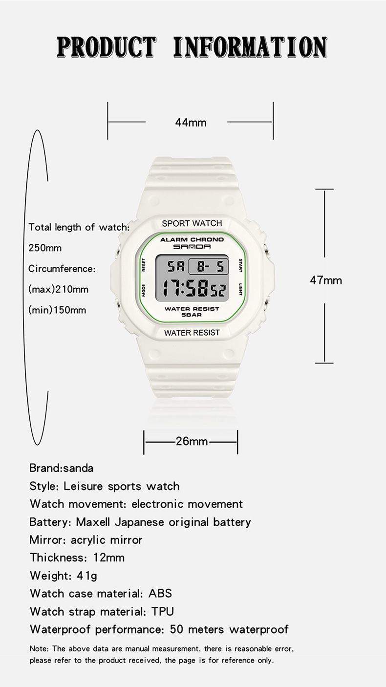 Elegante orologio sportivo digitale quadrato con impermeabile, luce notturna e multifunzione per stili di vita attivi, orologio luminoso alla moda per studenti_voghion.com