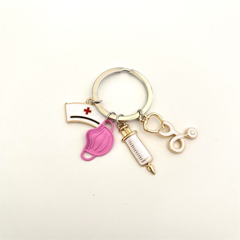 Llavero con colgante de máscara y gorro de enfermera, sencillo y a la moda, personalizado, creativo, estetoscopio, joyería de aleación_voghion.com