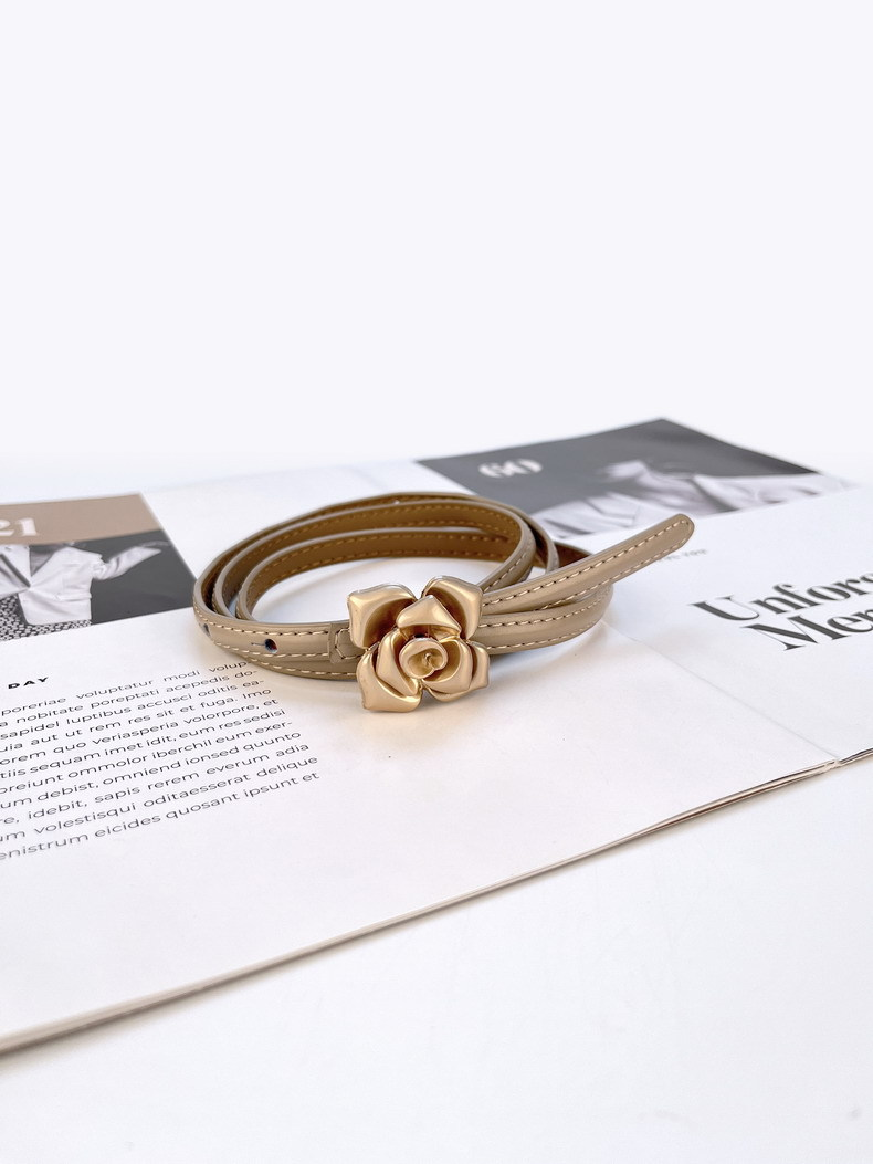 Nový dámský tenký pas z pravé kůže, dámský květinový pas, zeštíhlující efekt, dámský pásek z hovězí kůže se svetrovými šaty, dámský styl_voghion.com