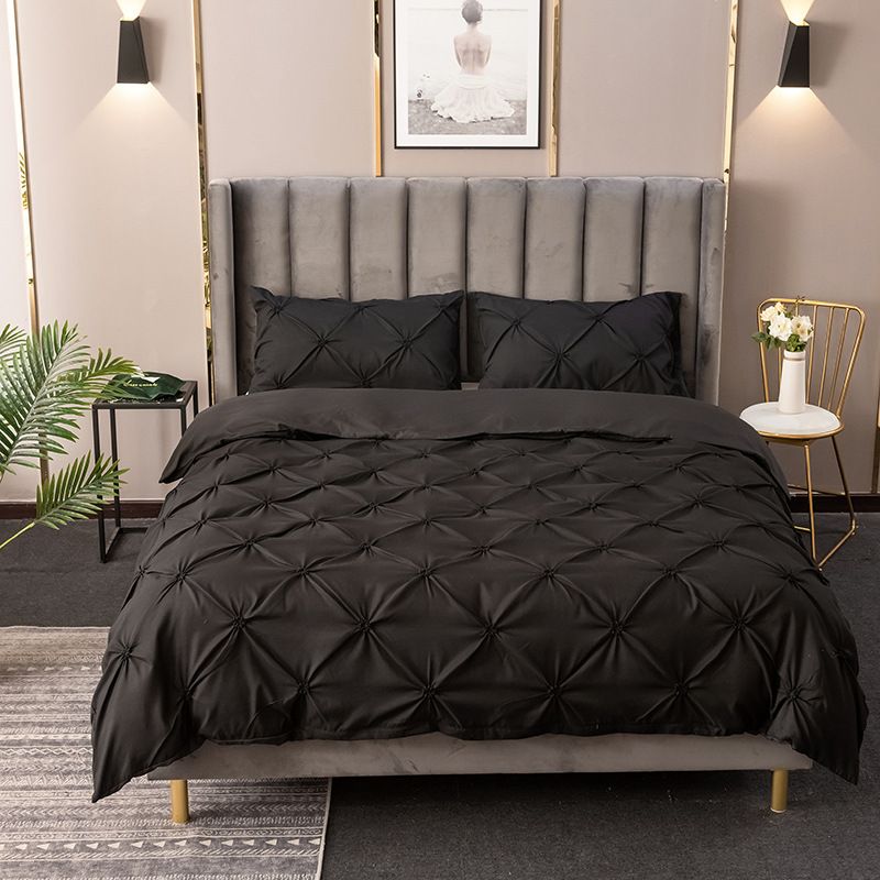 3-Piece Solid Color Flannel Duvet Cover Set - Embossed Jacquard Design Premium Brushed Cotton Bedding For Cozy Sleep_voghion.com
