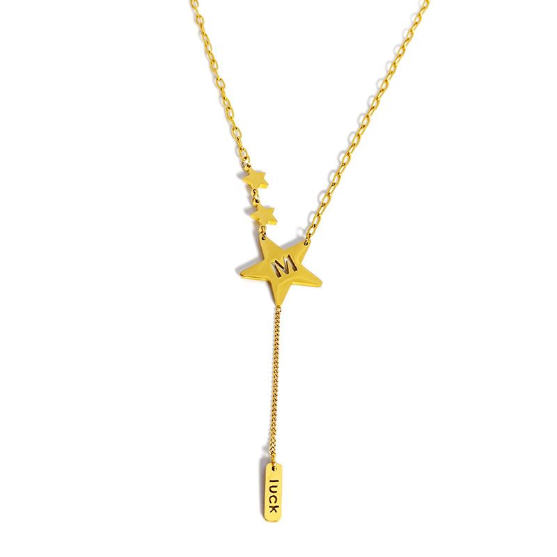 Pendente con nappa a forma di stella fortunata, stile titanio da donna, stile trendy, con motivo traforato, stile Nich Crativ Design_voghion.com