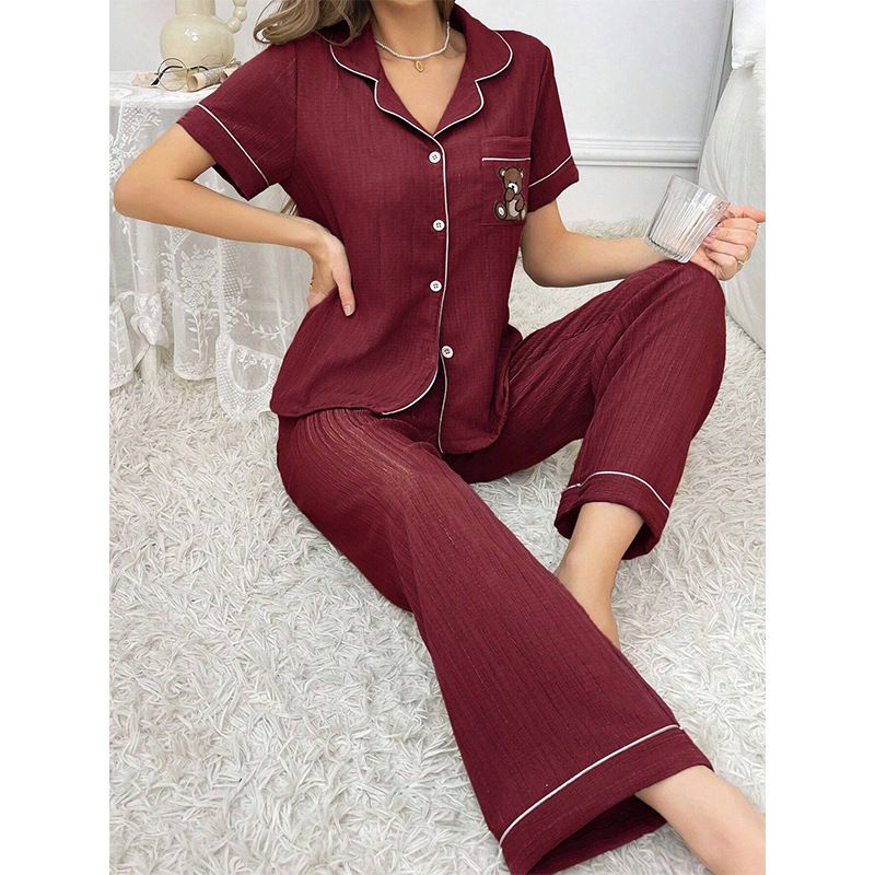 Conjunto de pijama de manga corta para mujer, cómodo y transpirable, de verano._voghion.com