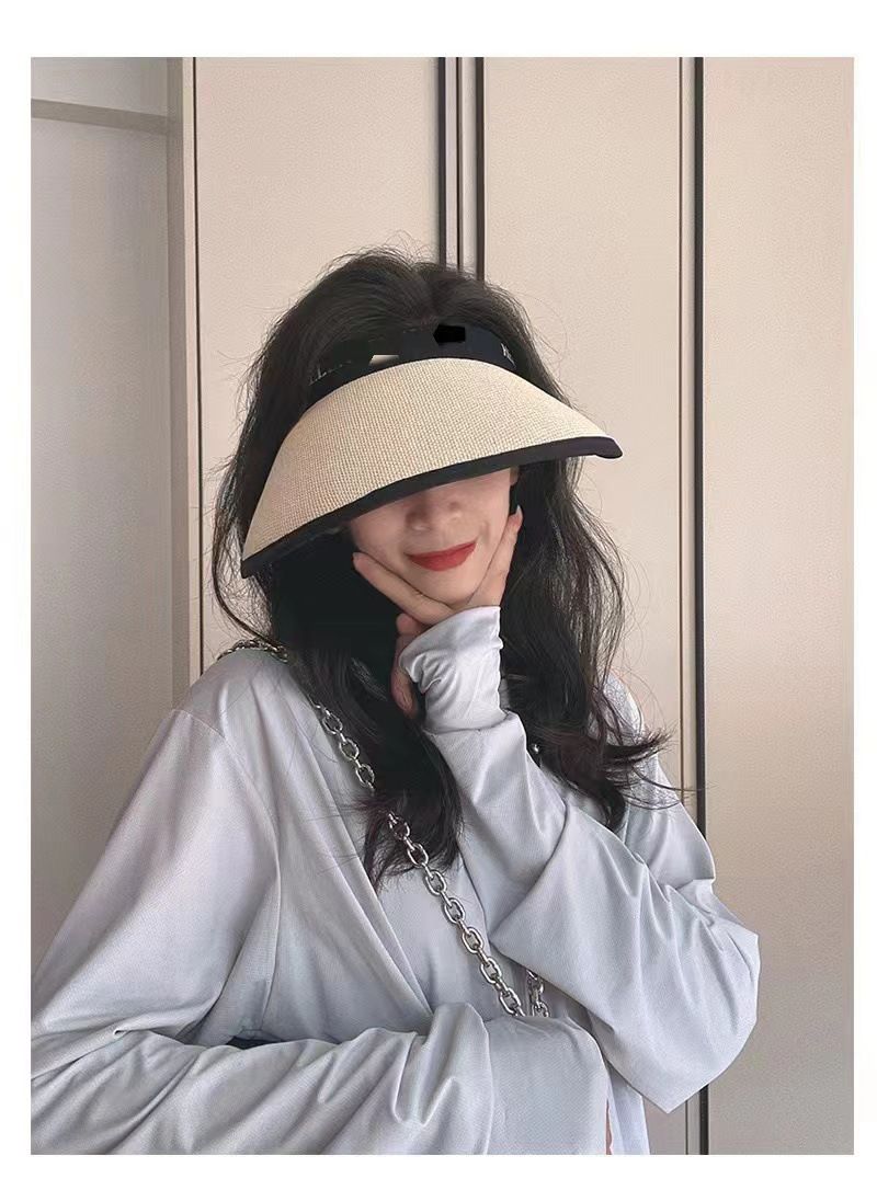 New protection for women with large brims, summer black rubber shading, empty top, cycling, face covering, sun hat,_voghion.com