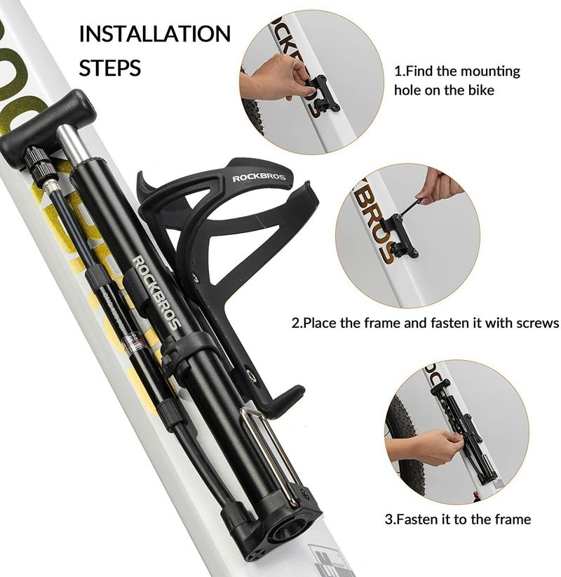 ROCKBROS Fahrradpumpe mit Barometer Fußpumpe Presta&Schrader Standpumpe 120 PSI_voghion.com