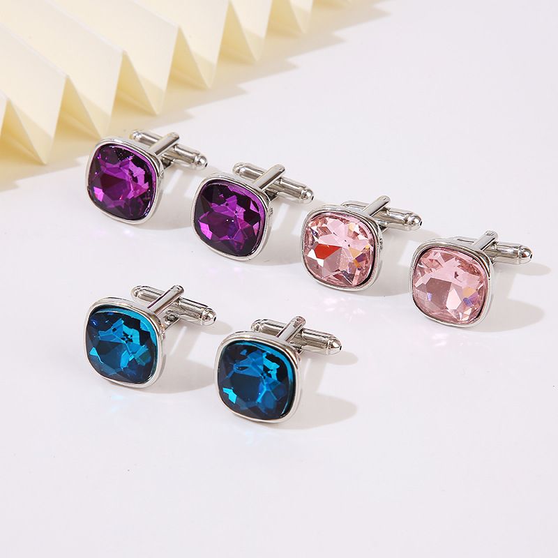 New Colorful Glass Diamond Cufflinks Fashionable Men's Suit Shirt _voghion.com