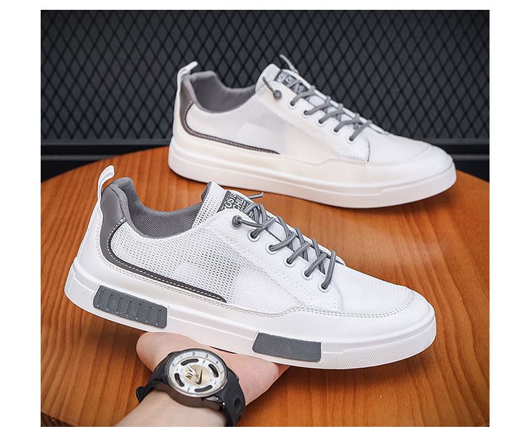 Sommer Atmungsaktives Mesh Canvas Herren Student Trendy Vielseitige weiße Schuhe Dicke Sohle Sport Casual Sneakers Herren_voghion.com