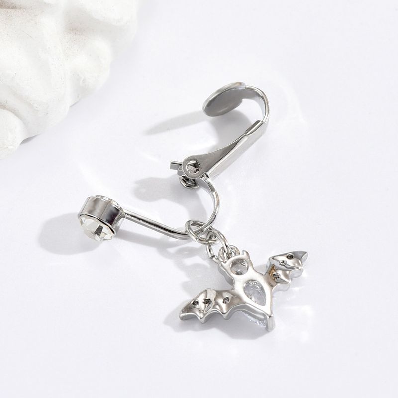 Fibbia a forma di pipistrello con design di nicchia, stile hip-hop, senza anello di perforazione, intarsiato con diamanti, versatile chiodo per ombelico_voghion.com