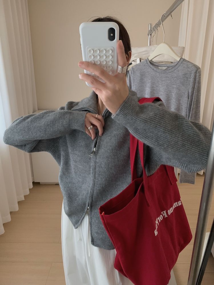 Herbst und Winter dicke doppelköpfige Reißverschluss High Neck Pullover Stehkragen Wolljacke_voghion.com