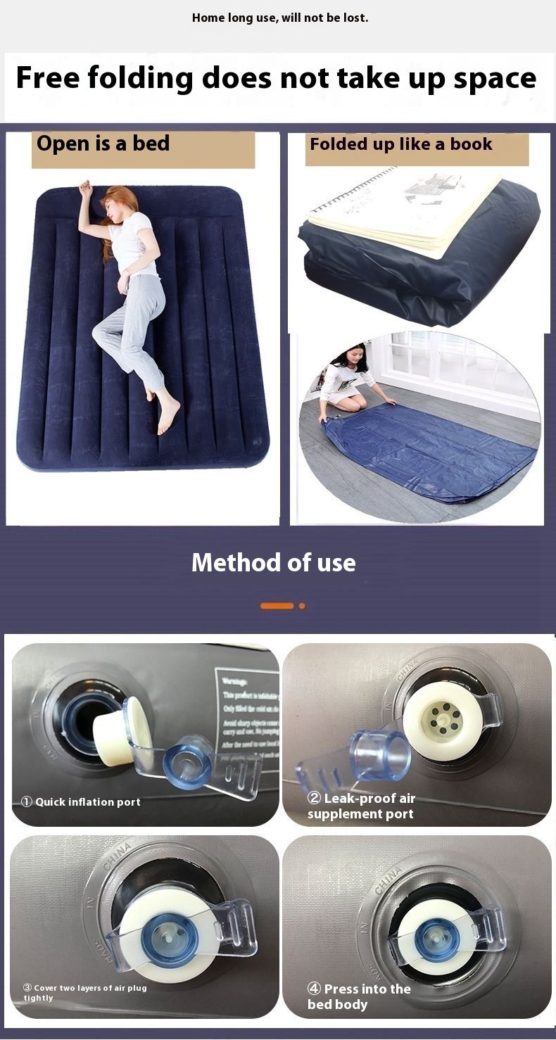 Outdoor Air Double Household Large Single Folding Mattress Inflatable Pad Simple Portable Bed_voghion.com