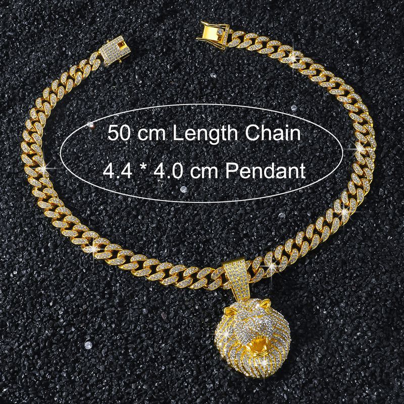European And American New Men's Chain Hip-hop Style Personalized Animal Lion Pendant Necklace_voghion.com