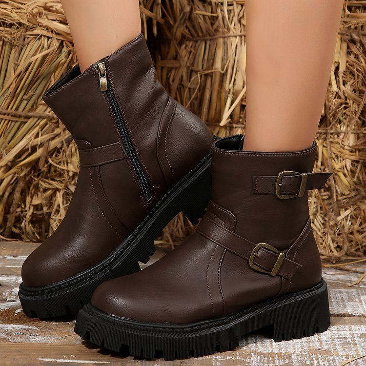 Vintage Martin boots women's new autumn and winter explosive motorcycle boots single boot snow boots_voghion.com