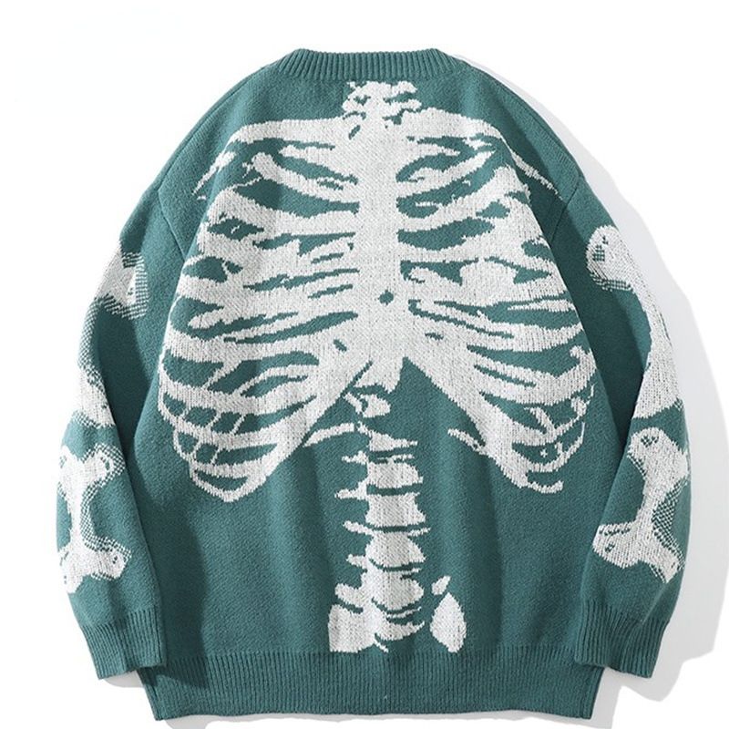 Vêtements pour hommes marque tendance automne crâne col rond manches longues mode hommes et femmes automne et hiver pull ample surdimensionné pulls tendance_voghion.com