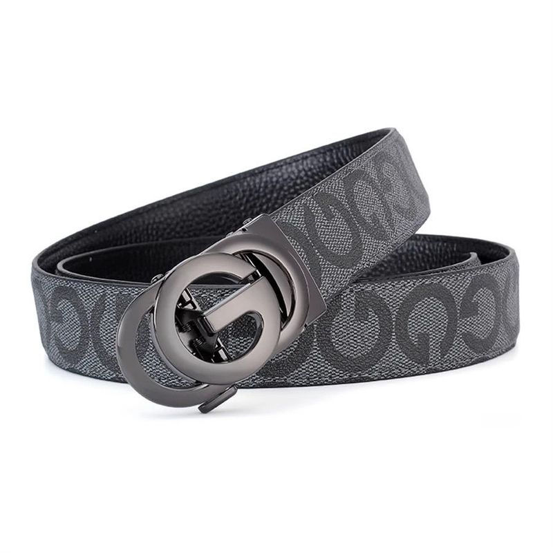 Cintura da uomo in vera pelle di vacchetta con fibbia automatica, stile G, per giovani uomini, casual, versatile, di alta qualità._voghion.com