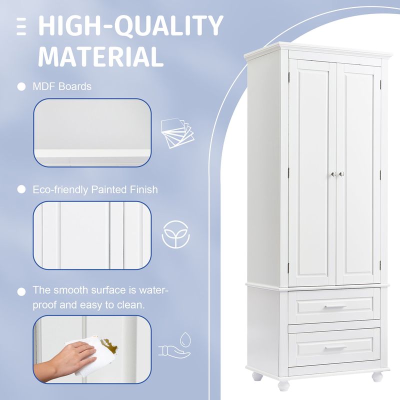 Tall Storage Cabinet With Two Drawers For Bathroom/Office_voghion.com