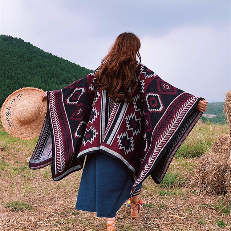 Sciarpa etnica da donna ispessita, super grande primavera e conservazione del calore, Lijiang, Xizang, viaggio, sciarpa quadrata,_voghion.com