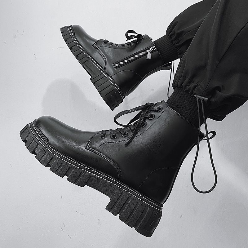 Martin British Style 2025 New Side Zipper Work Leather High Top Autumn Winter Men's Boots_voghion.com