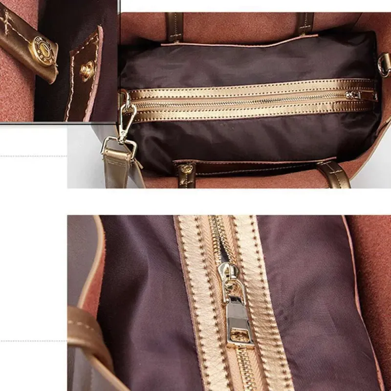 Designer-Tasche 2025 Gold Damen Umhängetasche 100% Echtleder Große Kapazität Handtasche Elegante Damen Messenger Crossbody_voghion.com