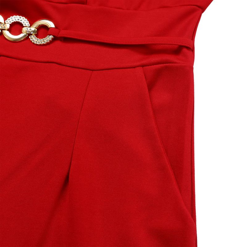 Roupas femininas moda verão feminina gola redonda cor sólida cintura alta tamanho grande perna larga macacão_voghion.com