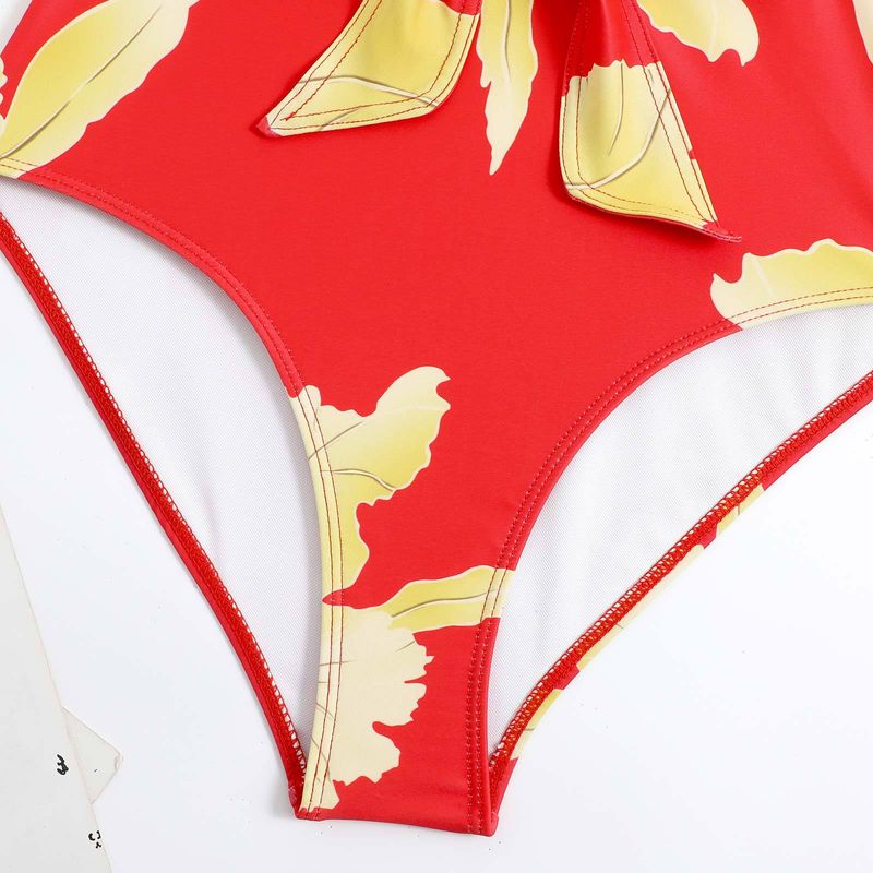 Women's Clothing Sexy One Piece Swimsuit Female Retro Ruffled Chiffon Skirt Swimsuit Suit_voghion.com