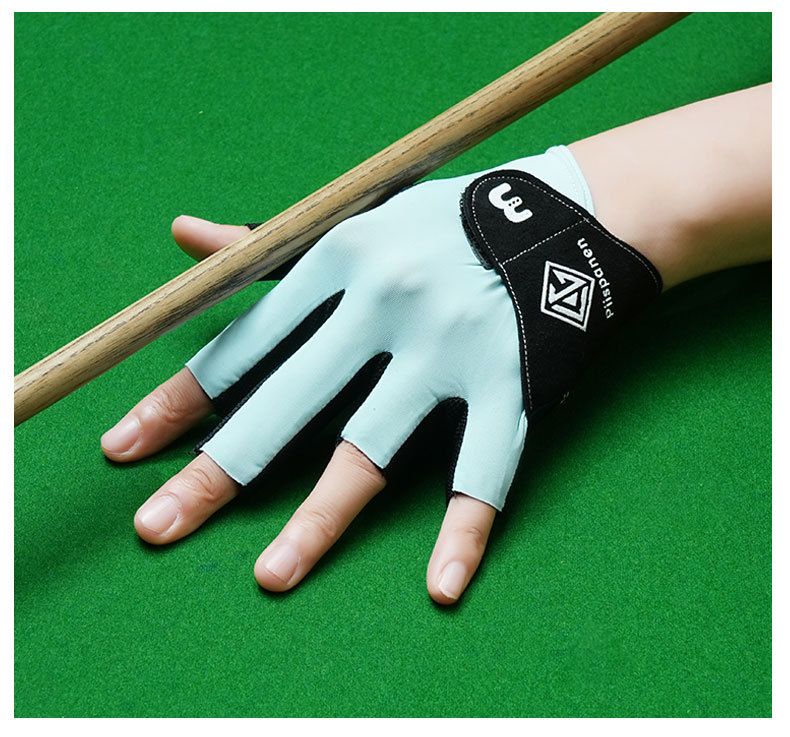 Luva de bilhar de meio dedo para mão esquerda, lisa, elástica, em seda gelada, respirável, antiderrapante, fina, com fecho de velcro._voghion.com