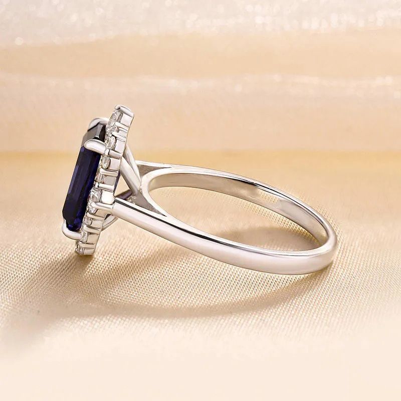 Anello unisex con taglio giada blu intarsiato di lusso Cao Shi, gioielli da donna ricca_voghion.com